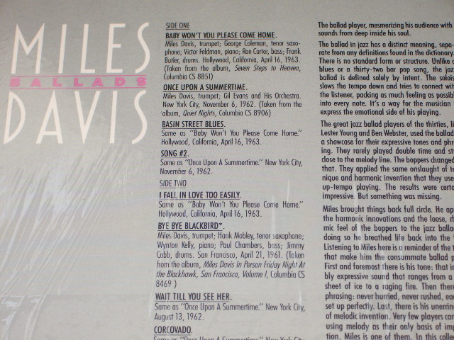 画像: MILES DAVIS - BALLADS /  US Reissue 180 glam Heavy Weight  Sealed LP  Out-Of-Print 