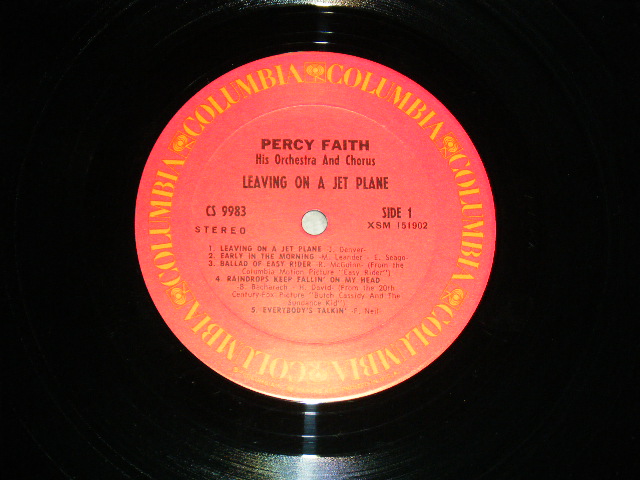 画像: PERCY FAITH - LEAVING ON A JET PLANE (Ex+++/MINT-) / 1970 US AMERICA 2nd Press Used LP  