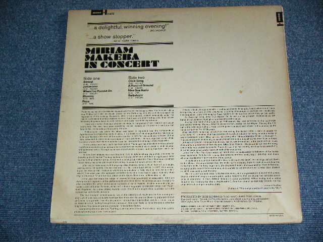 画像: MIRIAM MAKEBA - IN CONCERT !  / 1967 US ORIGINAL STEREO  Used LP