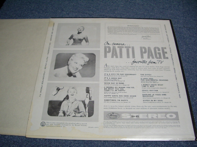 画像: PATTI PAGE - ON CAMERA...FAVORITES FROM TV / 1959 US ORIGINAL STEREO LP