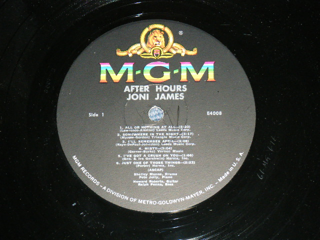 JONI JAMES - AFTER HOURS / 1962 US ORIGINAL BLACK LABEL MONO LP - パラダイス・レコード