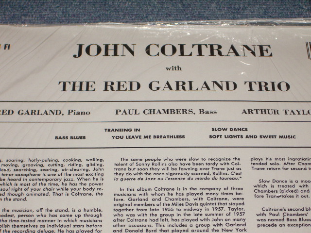 画像: JOHN COLTRANE With THE RED GARLAND TRIO - TRANEING IN  / WEST GERMANY  Reissue Sealed LP