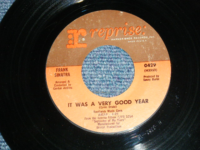画像: FRANK SINATRA - IT WAS A VERY GOOD YEAR / 1965 US ORIGINAL 45rpm  7"Single With PICTURE SLEEVE 
