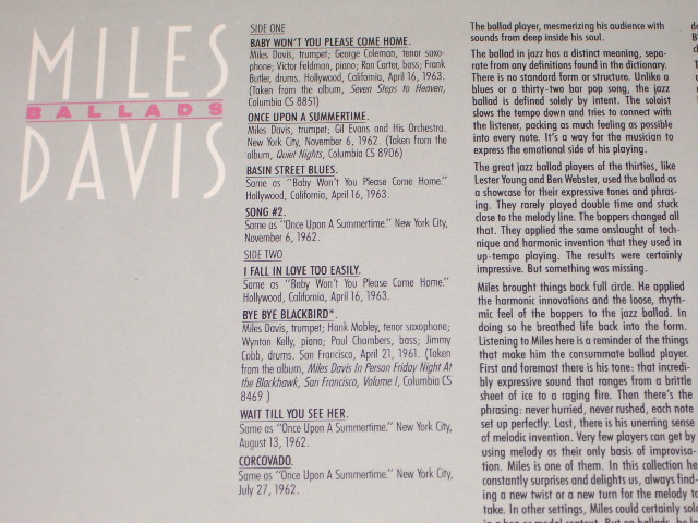 画像: MILES DAVIS - BALLADS /  US Reissue Sealed LP  Out-Of-Print 