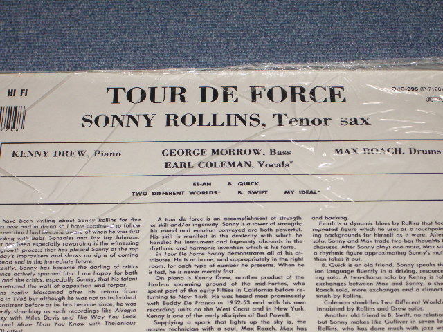 画像: SONNY ROLLINS -  TOUR DE FORCE / WEST-GERMANY Reissue Sealed LP