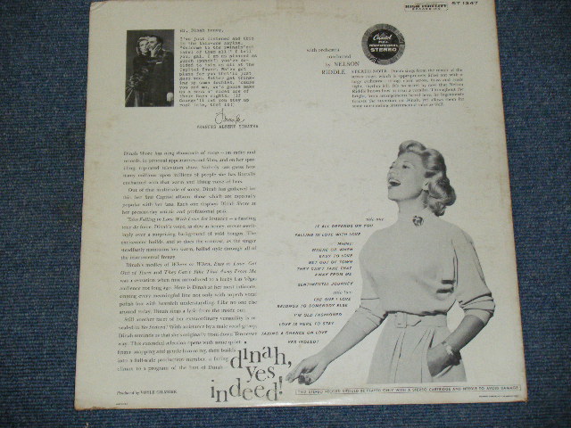 画像: DINAH SHORE With NELSON RIDDLE - DINAH,YES INDEED! / 1959 US ORIGINAL STEREO LP 