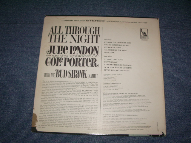 画像: JULIE LONDON - ALL THROUGH THE NIGHT( Ex++,VG+++/Ex+++ ) / 1965 US ORIGINAL 1st Press Design "LIBERTY" Logo Label STEREO Used LP 