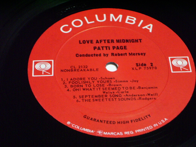 画像: PATTI PAGE - LOVE AFTER MIDNIGHT ( MINT-/MINT-) /1964 US AMERICA ORIGINAL MONO Used  LP 