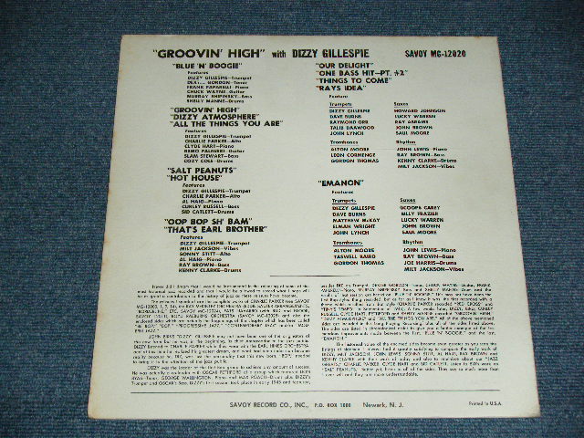 画像: DIZZY GILLESPIE - GROOVIN' HIGH / 1955  US ORIGINAL MONO Used LP  