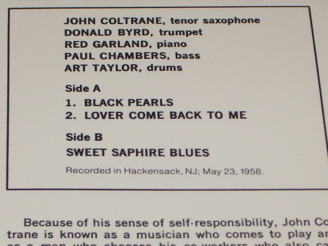 画像: JOHN COLTRANE - BLACK PEARLS / US Reissue Sealed LP