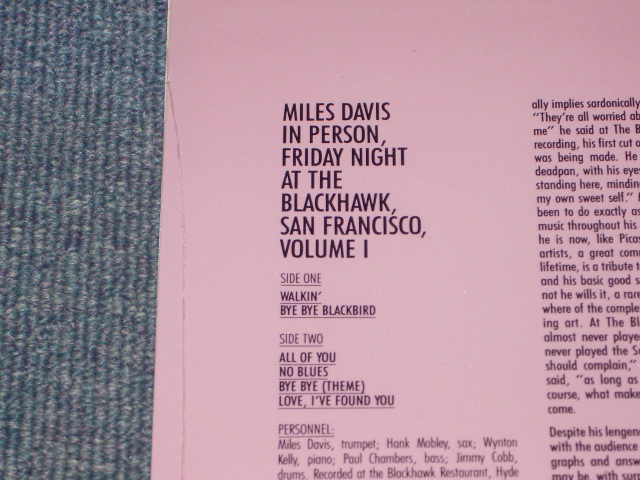 画像: MILES DAVIS - MILES DAVIS - IN PERSON, FRIDAY NIGHT AT THE BLACK HAWK, SAN FRANCISCO, VOLUME 1  /  US Reissue  Sealed LP  Out-Of-Print 