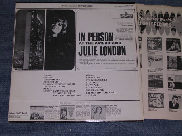 画像: JULIE LONDON - IN PERSON AT THE AMERICANA ( Ex+/Ex+++ ) / 1964 US ORIGINAL STEREO LP