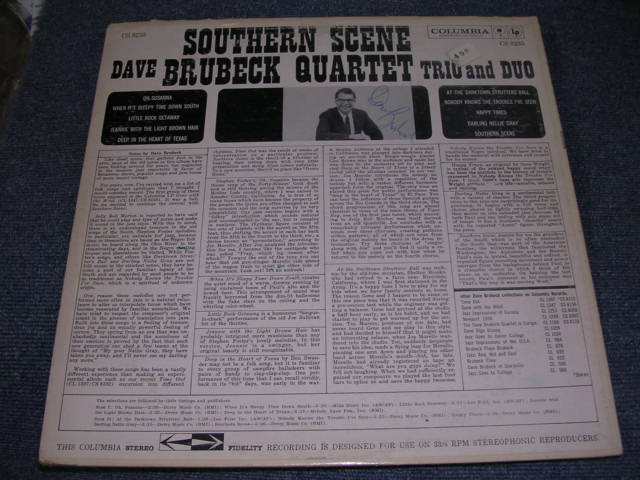 画像: DAVE BRUBECK QUARTET - SOUTHERN SCENE ( With AUTOGRAPHED SIGNED ) / 1960 US ORIGINAL Stereo LP 