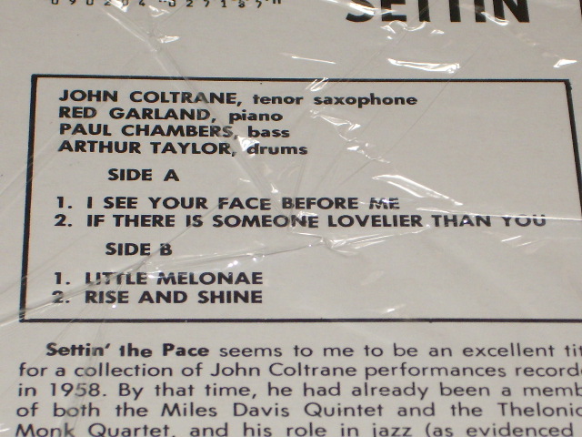 画像: JOHN COLTRANE - SETTIN' THE PACE  / WEST-GERMANY Reissue Sealed LP