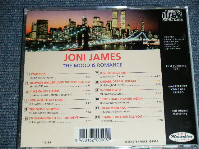 画像: JONI JAMES - THE MOOD IS ROMANCE  ( Original Album ) /1994 BRAND NEW CD