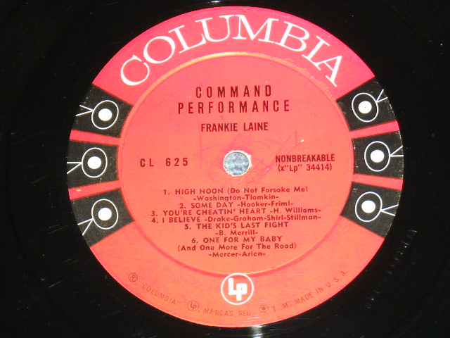 画像: FRANKIE LAINE - COMMAND PERFORMANCE ( Ex+/Ex+ ) / 1954 US ORIGINAL 6 EYE'S LABEL MONO  LP 