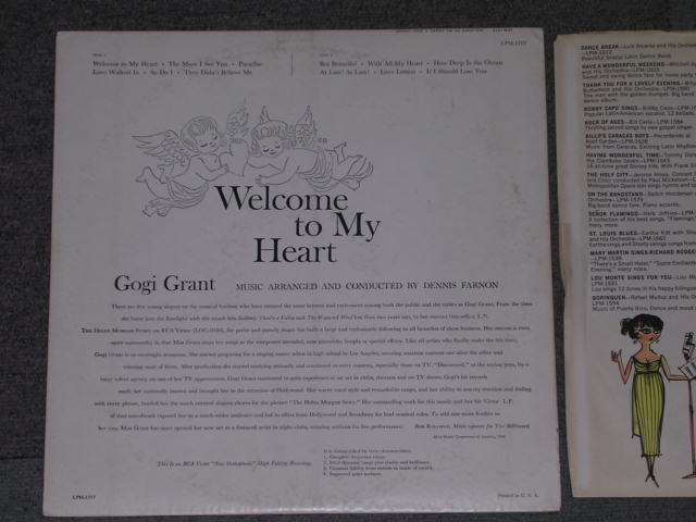 画像: GOGI GRANT - WELCOME TO MY HEART(Ex++/MINT-)  / 1958 US ORIGINAL MONO LP