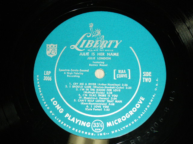 画像: JULIE LONDON - JULIE IS HER NAME ( DEBUT album ; Ex++,Ex/Ex+++) / 1956 MONO 1st PRESS Turquoise Color LABEL LP Glossy Jcaket 