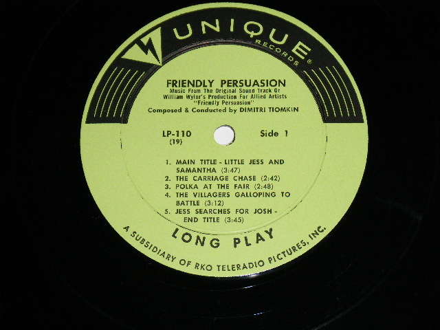 画像: OST/ HUGDIMITRI TIOMKIN - FRIENDLY PERSUASION  / 1966 US ORIGINAL Mono  LP 