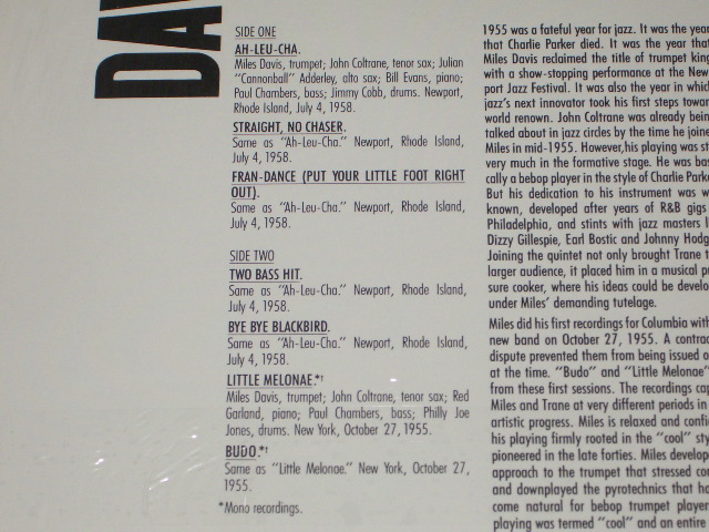 画像: MILES DAVIS & JOHN COLTRANE - MILES AND COLTRANE /  US Reissue 180 glam Heavy Weight  Sealed LP  Out-Of-Print 