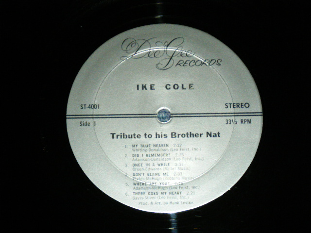 画像: IKE COLE - TRIBUTE TO HIS BROTHER NAT / 1966 US ORIGINAL STEREO  Used LP