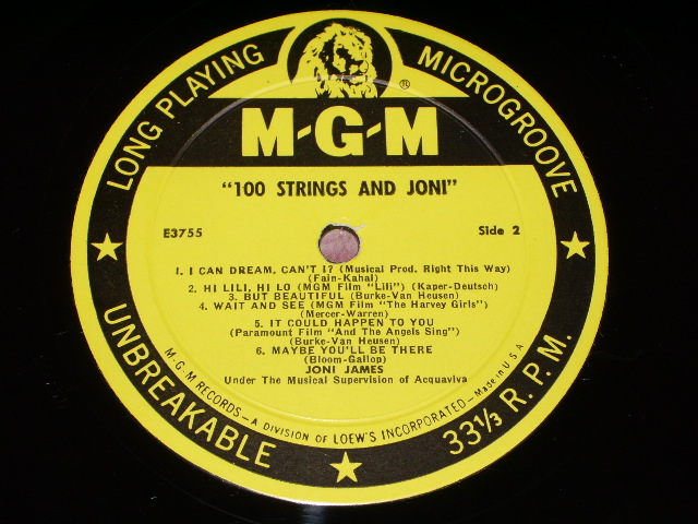 画像: JONI JAMES -  100 STRINGS & JONI  / 1959 US ORIGINAL YELLOW Label  MONO LP