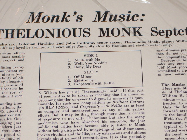 画像: THELONIOUS MONK - MONK'S MUSIC / WEST-GERMANY Reissue Sealed LP
