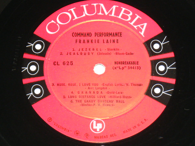 画像: FRANKIE LAINE - COMMAND PERFORMANCE ( Ex+/Ex++ ) / 1954 US ORIGINAL 6 EYE'S LABEL MONO  LP 