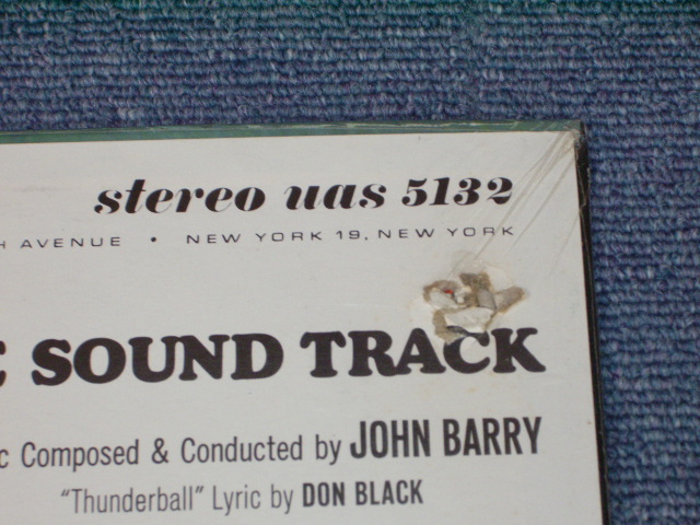 画像: 007 JAMES BOND JOHN BARRY TOM JONES - THUNDERBALL(SEALED) /1965 US AMERICA ORIGINAL SEALED "BRAND NEW SEALED" LP