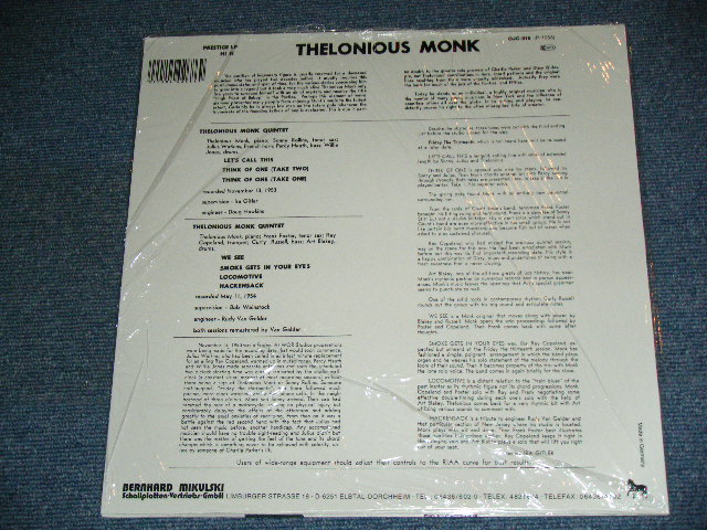 画像: THELONIOUS MONK -  MONK/ 1982 WEST-GERMANY Reissue Sealed LP