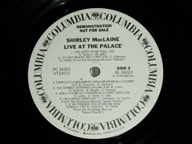 画像: SHIRLEY MACLAINE - LIVE AT THE PALACE (Ex++/MINT-) / 1976 US AMERICA ORIGINAL Used LP