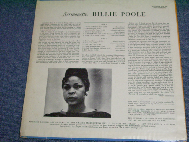 画像: BILLIE POOLE - SERMONETTE THE VOICE OF / 1962 US ORIGINAL MONO LP  