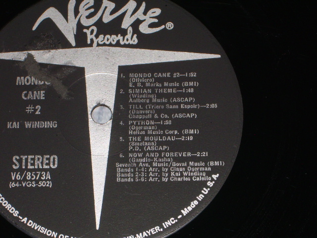 画像: KAI WINDING - MONDO CANE #2 ( Ex+/Ex+++ ) / 1964 US AMERICA  ORIGINAL STEREO LP  