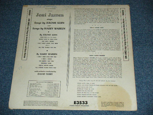 画像: JONI JAMES - SINGS SONGS BY IEROME KERN and SONGS by HARRY WARREN ( Ex/Ex+++ ) / 1960 US ORIGINAL 2nd Press BLACK Label  MONO LP