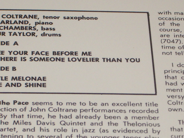 画像: JOHN COLTRANE - SETTIN' THE PACE  / US Reissue Sealed LP