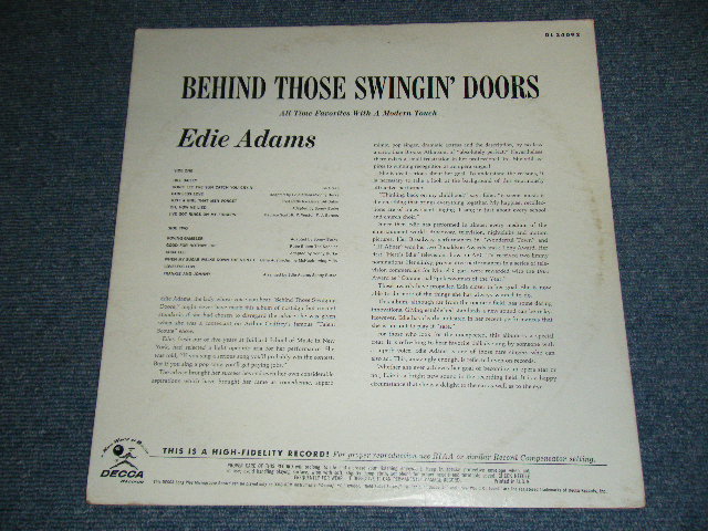 画像: EDIE ADAMS - BEHIND THOSE SWINGIN' DOOR ( Ex+/Ex+++ )  / 1964 US ORIGINAL MONO LP 