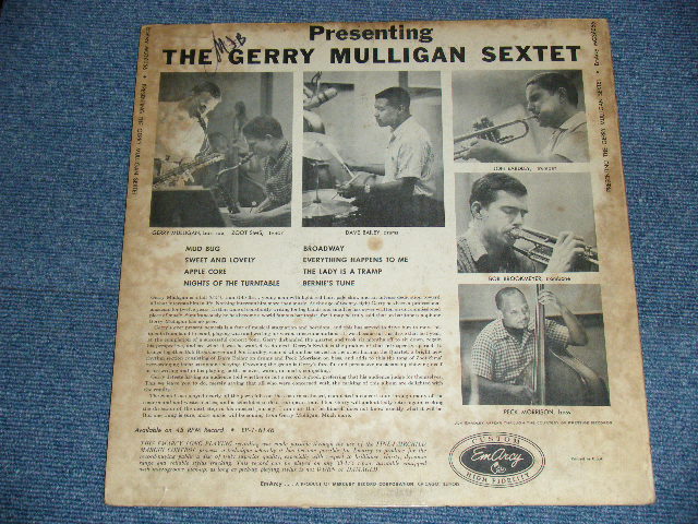 画像: GERRY MULLIGAN SEXTET - PRESENTING THE / 1955 US ORIGINAL MONO LP
