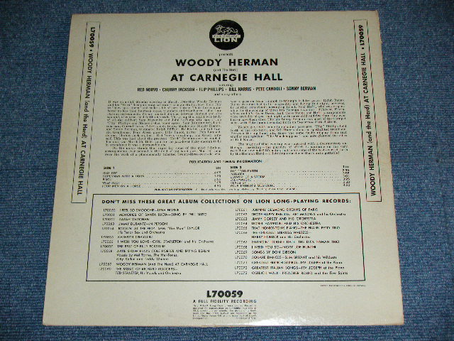 画像: WOODY HERMAN - AT CARNEGIE HALL  / 1958 US ORIGINAL Mono LP