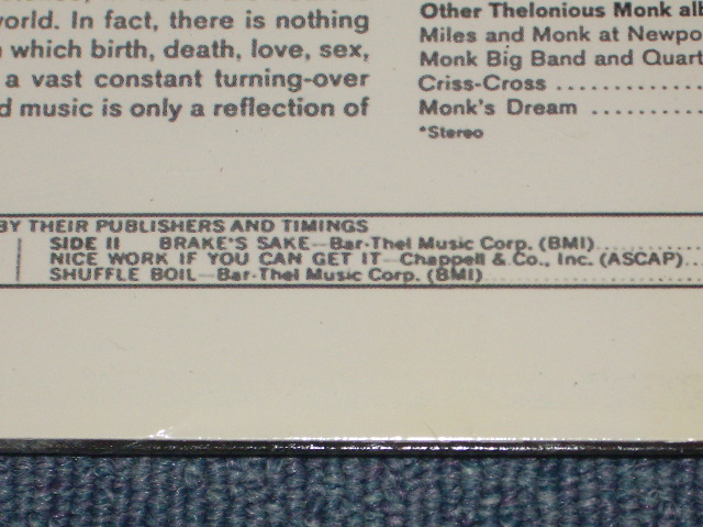 画像: THELONIOUS MONK -  BIG BAND AND QUARTET IN CONCERT  (Ex, Ex++/Ex++ Looks:Ex+++ TEAROFC)  / 1964 US AMERICA ORIGINAL  "360 Sound in BLACK Label" STEREO Used LP 
