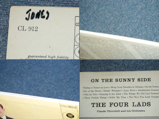 画像: THE FOUR LADS  -  ON THE SUNNY SIDE ( BLACK & WHITE  COLOR ADD. O0N BACK COVER ) / 1956 US ORIGINAL  ' MARLOON Label' MONO LP  