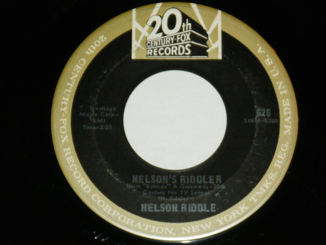 画像: NELSON RIDDLE : TV Sound Track - BATMAN THEME  / 1960's  US ORIGINAL 7" Single 