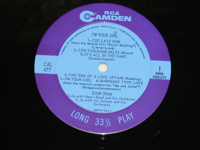 画像: DINAH SHORE - I'M YOUR GIRL / 1959 US ORIGINAL MONO LP 