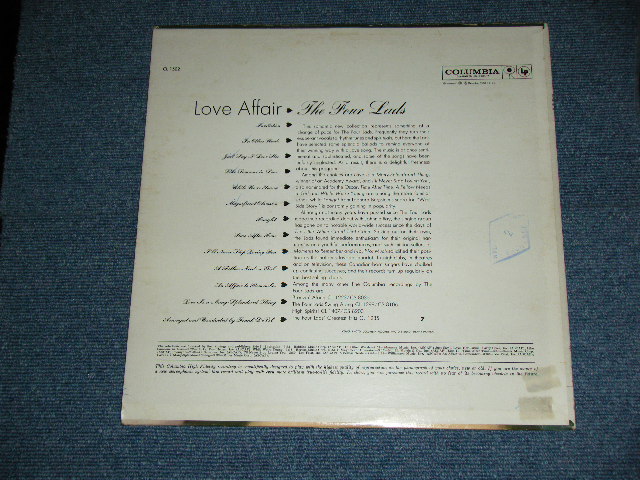 画像: THE FOUR LADS - LOVE AFFAIR / 1960  US ORIGINAL "6 EYES Label" MONO Used LP