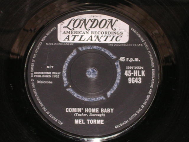 画像: MEL TORME - COMIN' HOME BABY / 1962 UK ORIGINAL 7" Single 