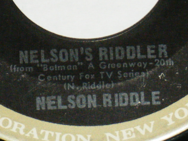 画像: NELSON RIDDLE : TV Sound Track - BATMAN THEME  / 1960's  US ORIGINAL 7" Single 