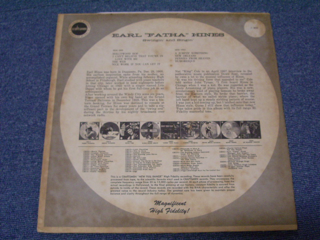 画像: EARL HINES - SWINGIN' AND SINGIN / 1960 USREISSUE LP