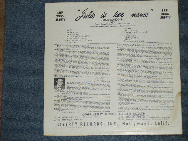 画像: JULIE LONDON - JULIE IS HER NAME ( DEBUT album ; Ex++,Ex/Ex+++) / 1956 MONO 1st PRESS Turquoise Color LABEL LP Glossy Jcaket 