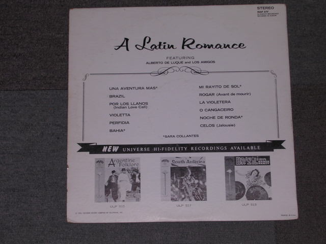 画像: ALBERTO DE LUQUE & LOS AMIGO - A LATIN ROMANCE / 1963 US ORIGINAL STEREO LP