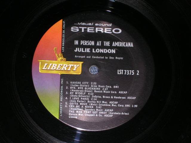 画像: JULIE LONDON - IN PERSON AT THE AMERICANA ( Ex+/Ex+++ ) / 1964 US ORIGINAL STEREO LP