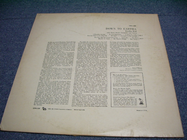 画像: EARTHA KITT - DOWN TO EARTHA /1955 US MONO ORIGINAL LP  